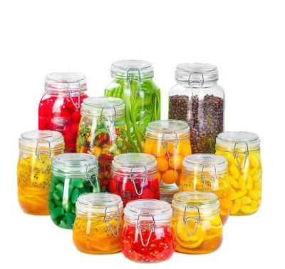 China Wholesales Factory Price Viable Glass Jar With Metal Clip Glass Storage Jar Bottle With Flip Top Lid for sale