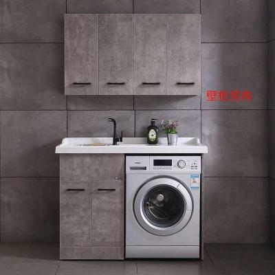 China Modern Balcony Roller Washing Machine Associate Integrated Quartz Stone Belt Rub Clothes Board Combination Hand Wash Cabinet for sale