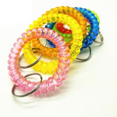 China Hanger Wrist 5cm Diameter Rainbow Color Plastic Keychain Spiral Key Rope Marbled Color Wrist Reels for sale