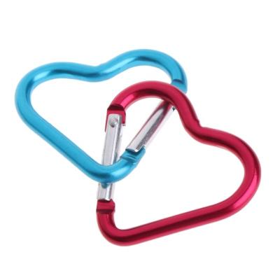 China General Promotional Outdoor Colorful Gift Love Industry Carabiner Heart Shaped Aluminum Hook for sale