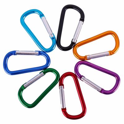 China Durable High Quality Muliti Color Aluminum Alloy 55*5mm D Shape Carabiner for sale