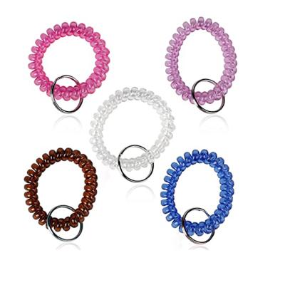 China Hangers Key Spring Spiral Coil Elastic Wrist Band Key Chain for sale