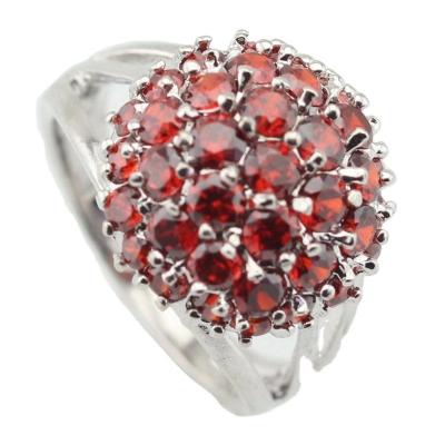 China Garnet Red Stones Ring Classic TRENDY For Women Silver White Gold Plated Female Jewelry Gift for sale