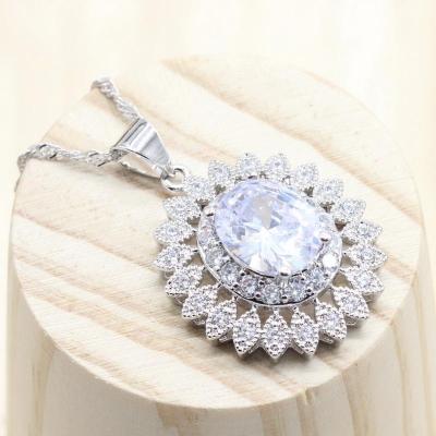 China 2022 CLASSIC Silver Jewelry White Zircon Necklace Pendant For Women Gift for sale