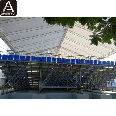 China Stadium Gymnasium Retractable Bleachers Mobile Grandstand Telescopic Seating Indoor Retractable Grandstand for sale