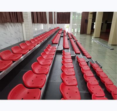 China Safty Customized Retractable Stadium Bleachers Grandstand Seating With Telescopic Guardrails Seating for sale