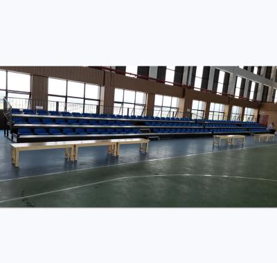 China Safty 3 Tiers Stadium Bleacher Retractable Grandstand Seating With Guardrails Indoor Basketball Court Bleachers for sale