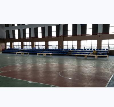 China Safty 3 Rows Retractable Bleachers Seating System With Guardrails Indoor Basketball Court Bleachers for sale