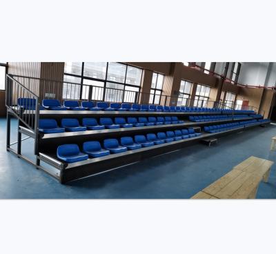 China Safty 3 Tiers Indoor Aluminum Bleachers Customized Grandstand Seating With Guardrails for sale