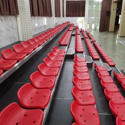 China Safty Basketball Court Customized Grandstand Seating With Guardrails Fixed Indoor Bleachers for sale