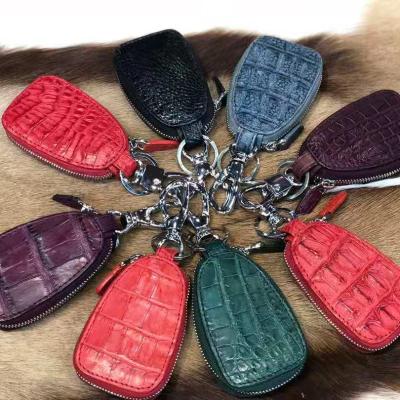 China Waterproof Personalized Key Holder Key Chain Customize Real Crocodile Pattern Car Leather Key Holder for sale