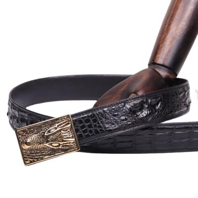 China Luxury Cappuccino Crocodile Exotic Leather Men's Handmade Belt , Mens Crocodile Belts for sale