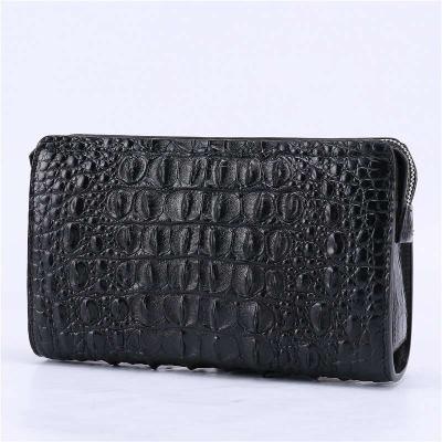 China Classic Cappuccino Crocodile Skin Card Slots Phone Pocket Genuine Alligator Men's Dropshipping Leather Bifold Wallet Long With Coded L for sale