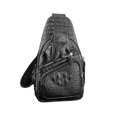 China Business and Cappuccino 2021 Daily Men Crocodile Skin Leather Black Cross - Body Chest Shoulder Bag for Man for sale