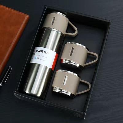 China Business 500ml Thermos Bottle Vacuum Cup Set Stainless Steel Thermos Flask Coffee Mug Gift Set Box Travel Mug Set for sale