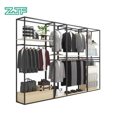 China Eco - Friendly Wall Mounted Wooden Metal Clothes Shoes Display Rack for sale