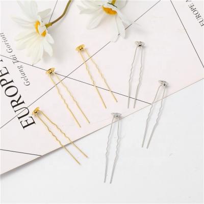 China Hair Accessories Factory Direct Sales 6.5CM Metal Wave DIY U-shaped Hairpin Shape Hairpin Bridal Hair Accessories for sale