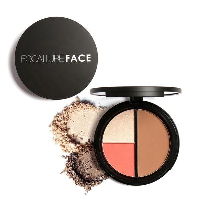 China FOCALLURE Waterproof FA20 3 in 1 Blush and Highlighter Bar Face Contouring Palette and Bronzer Palette with Mirror for sale