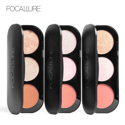 China FOCALLURE Waterproof FA26 Blush and Highlighter 3 in 1 Contour Palette Matte Shimmer Bronzer Powder for sale