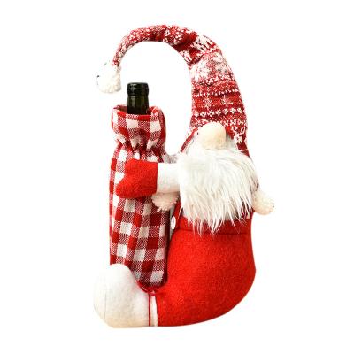 China Faceless Polyester / Cotton Christmas Doll Wine Bottle Covers Decorations For Christmas Table Decoration for sale