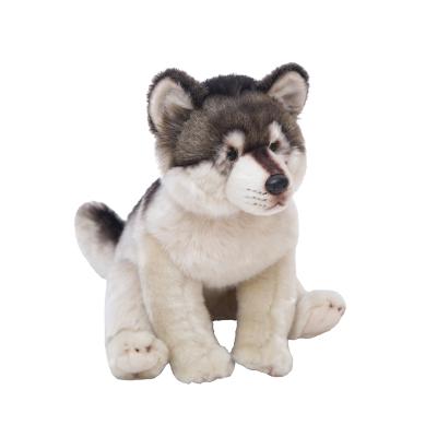 China Plush Custom Simulated Animal Realistic Sitting Position Wild Wolf Cotton Stuffed Plush Toy for sale