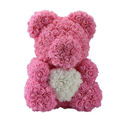 China Hand Made 25cm Pink Plush Valentine's Day Teddy Bear Gift For Girl Rose Bears With Box for sale