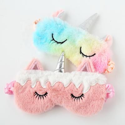 China Unicorn Eye Mask Cartoon Variety Plush Sleep Mask Plush Eye Shade Cover for sale