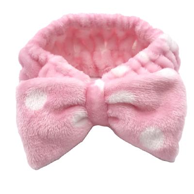 China Japan dots elastic hair band and Korean style factory direct collar fleece fabric for make up and face cleaning for sale