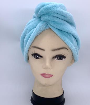 China QUICK DRY coral large fleece hair drying cap hair turban suitable for long hair for sale