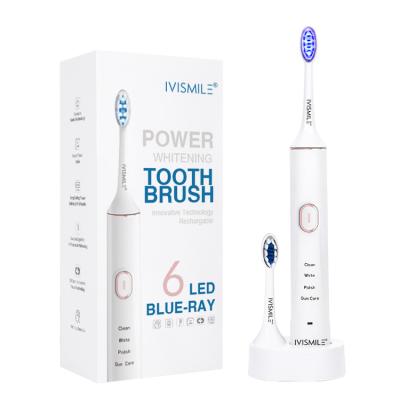 China Wholesale Home Radio Twice Day Travel Teeth Whitening Smart Toothbrush Adult OEM Blue Lightwave Led Sonic Electric Toothbrush for sale