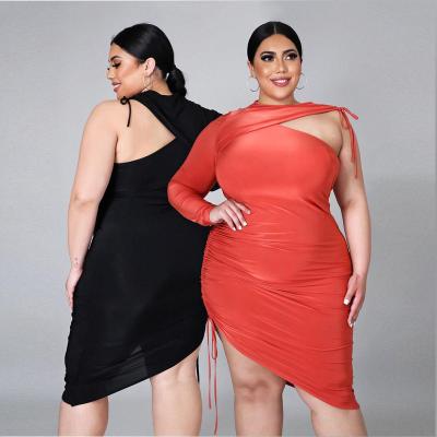 China Wholesale Large Size Breathable Women O Neck Irregular Dress Plus Size Summer for sale