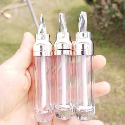 China Low MOQ 8ml Bayby Eco-friendly Bottle Shape Rose Gold Lipgloss Tubes Clear Liquid Lipstick Container for sale