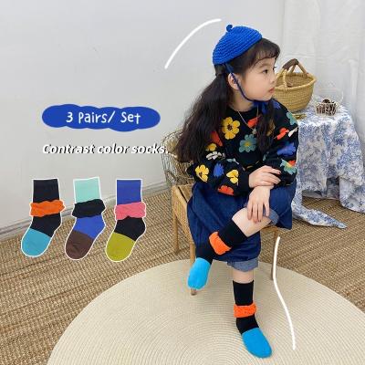 China New Arrival Cotton Antibacterial Baby Socks 3 Pairs Pack Set Children Socks Fashion Color Funny Kids Socks for sale