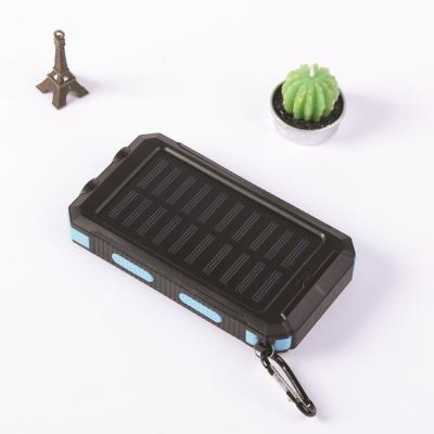 China Portable Dual Usb Portable Rechargeable Solar Mobile Phone Charger Travel Emergency Power Bank Wireless Charging Bank With Led Light for sale