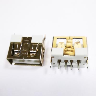 China AF2.0 USB Connectors 10.0mm Length PCB Brass Solder Wire Vertical Type 180 Degree DIP Female Socket for sale