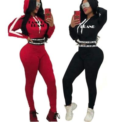 China QUICK DRY Women Fall 2021 Plus Size Clothing Autumn Women Hooded Bodycon Long Sleeve Crop Top Joggers Sets Casual Sweat 2pcs Set for sale