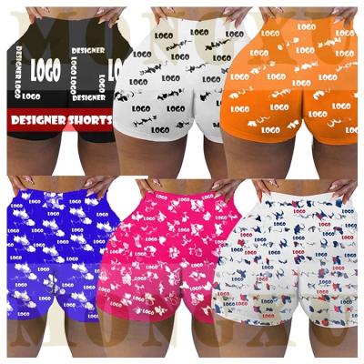 China 2020 New Design Women QUICK DRY Elastic High Waist Sports Shorts Sexy Hot Print Biker Snack Shorts for sale