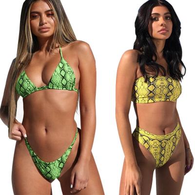 China Wholesale Breathable Women Snake Print Sexy Micro Bikini 2 Piece Leopard Print Bikini Set Swimwear for sale