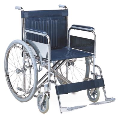 China XL Size 20'' Seat WidthFolding Steel Wheelchair With Detachable Armrest Detachable Footrest for sale