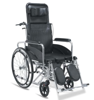 China Elevating Footrest Foldable Wheelchair With Commode Adjustable Armrests for sale