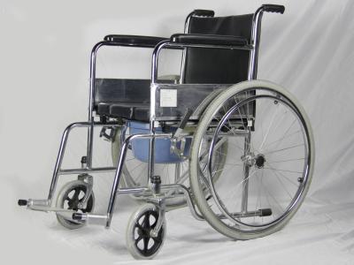 China Multi Function Steel Frame Folding Steel Wheelchair With U Shape Commode Seat for sale