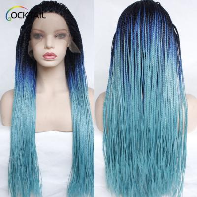 China Wholesale Synthetic Fiber Mixed Twist Braid Small Box Braids Blonde Million Braids Crochet Color Wig Lace Front Lace Front Wig With Beads for sale