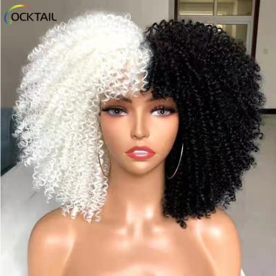 China Soft Different Colors Afro Kinky Curly Wigs With Bangs For Black Women African Synthetic Cosplay Wigs High Temperature for sale