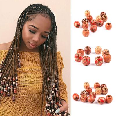 China Wooden Hair Beads Braiding Hair Beads 8mm Big Hole Dreadlock Bead For Jumbo Braid Dreadlock Hair Accessories for sale