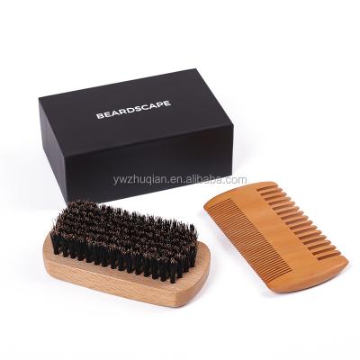 China Wholesale Custom Cushion Beech Wood Beard Brush and Comb Set for Men for sale