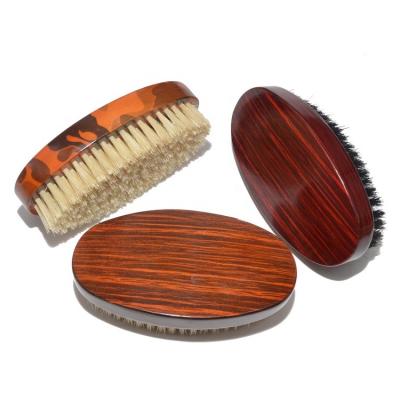 China New Design Black Oval Round Black Boar Bristle Soft 100% Soft Semi-Hard Hair Beard Brush for sale