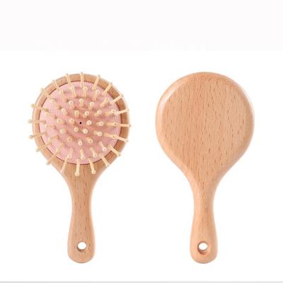 China Eco-Friendly Custom Logo Wood Massage Hair Brush Baby Detangling Hair Brush Massage Head for sale