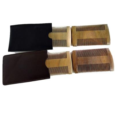 China Home New Arrive Sandalwood Fine Double Sides Small Pocket Men Coarse Static Comb Anti Static Teeth Mustaches Comb Pocket for sale