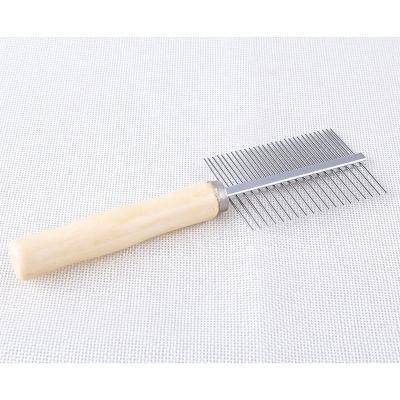 China Home Metal Double Size Stainless Steel Dog Comb Wooden Dematting Brush for sale