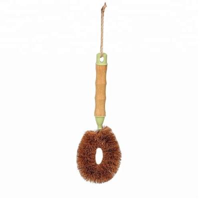 China Sustainable Long Handle Bamboo Wooden Pot Cleaning Brush for sale